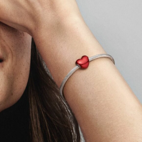 Pandora Metallic Red Heart Charm - Moments Bracelets - Sterling Silver & Enamel - Picture 4 of 6